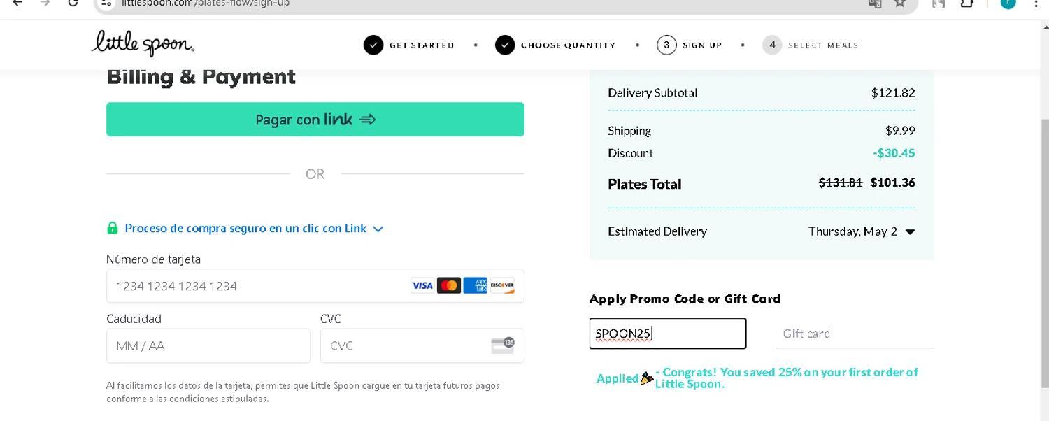 How to apply Little Spoon coupon code